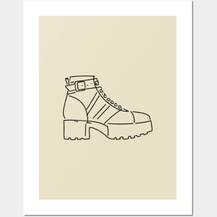 Line art of a Platform shoe Posters and Art